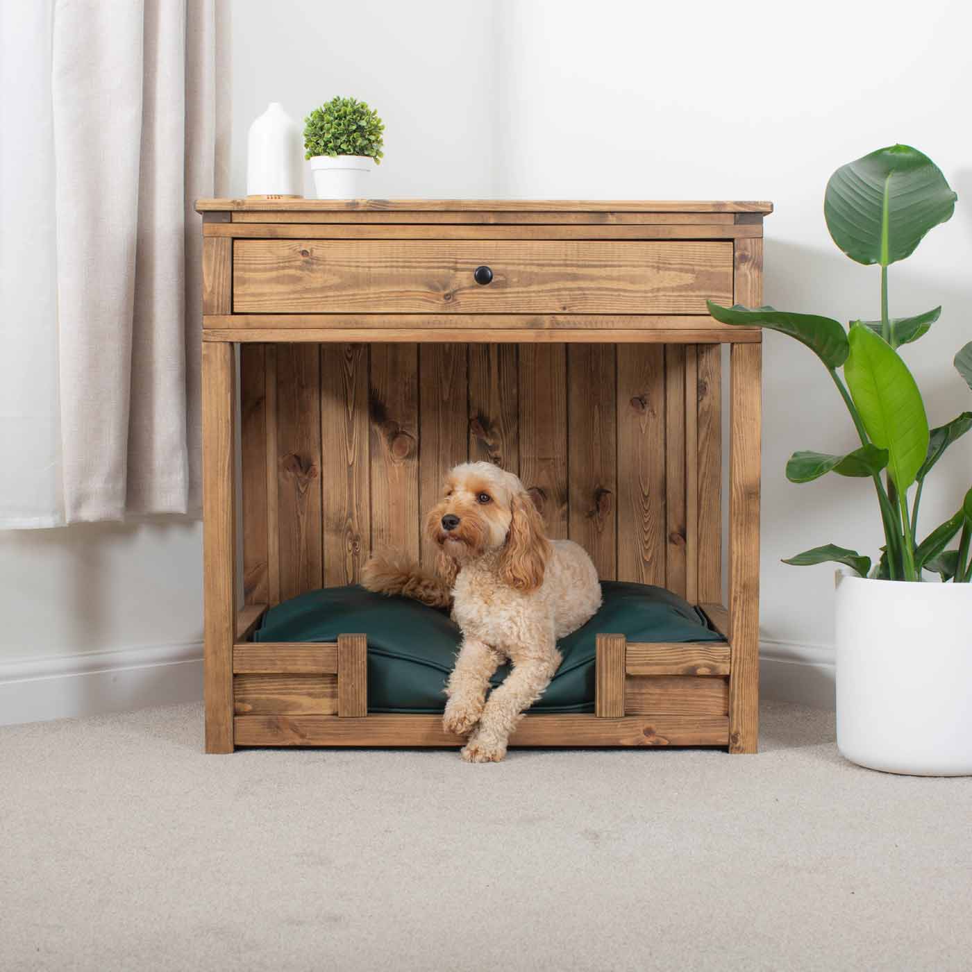 Wooden Broadsand Open Dog Crate with Drawer by Lords & Labradors