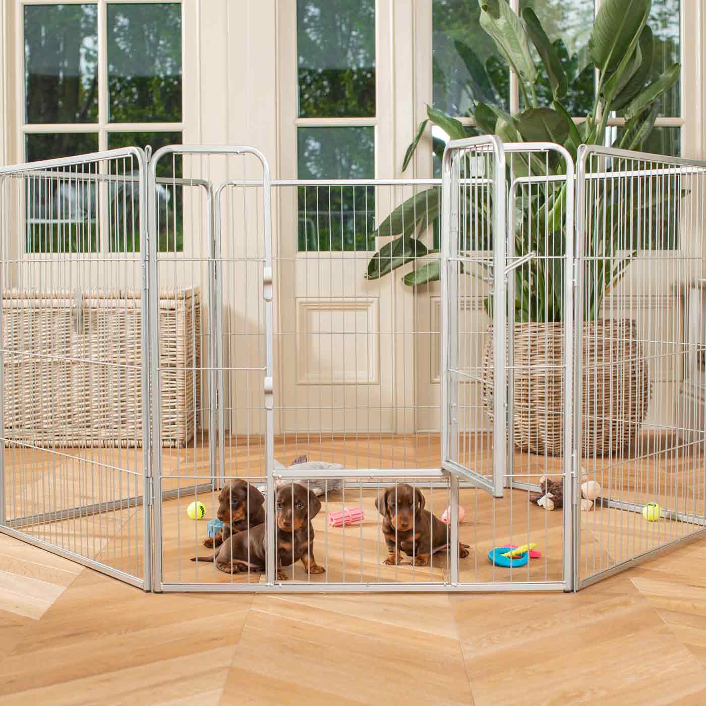 Puppy Play Pen & Crate Extension in Grey by Lords & Labradors