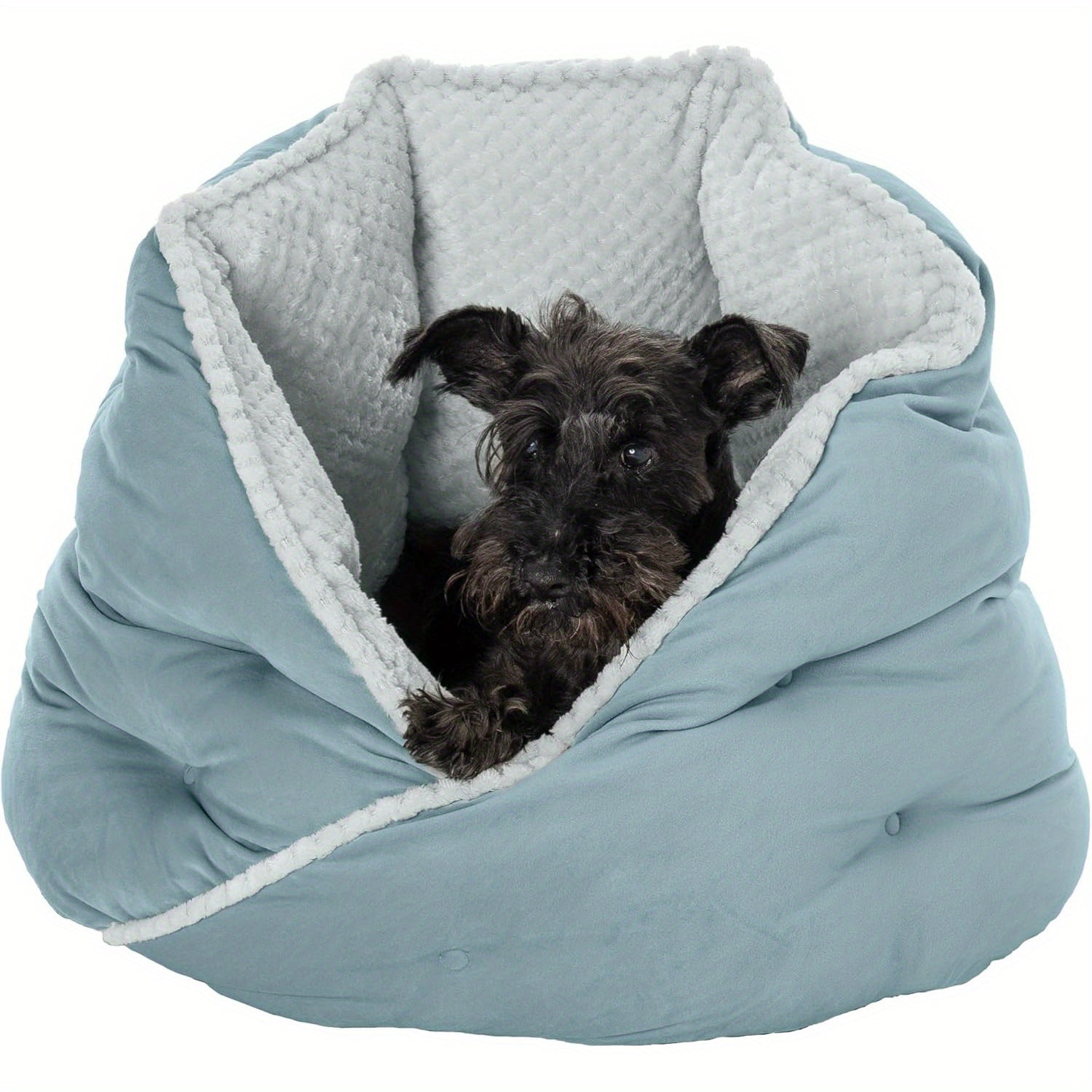 1pc Cozy Minky Plush & Velvet Pet Bed for Cats & Small Dogs, Non-Slip Bottom, Soft Gray with White Trim, Washable & Durable, Holds Up to 35 lbs, Perfect for Indoor Comfort, Cute Cat Bed