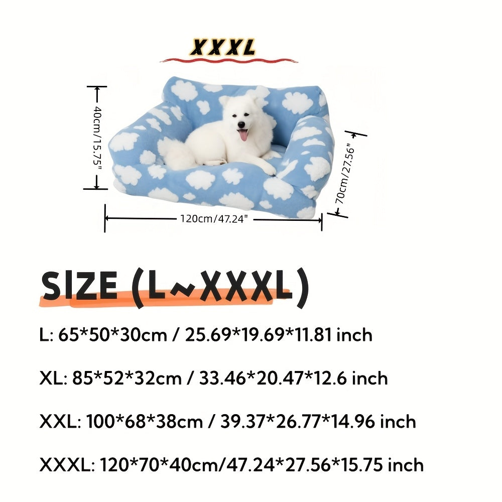 [Cozy Pet Sofa] Soft & Warm Pet Sofa Bed | Cozy Cloud Pattern for Dogs & Cats - Large, All-Season, Detachable Cover, Ideal for Indoor/Outdoor Use, Durable Polyester Cover