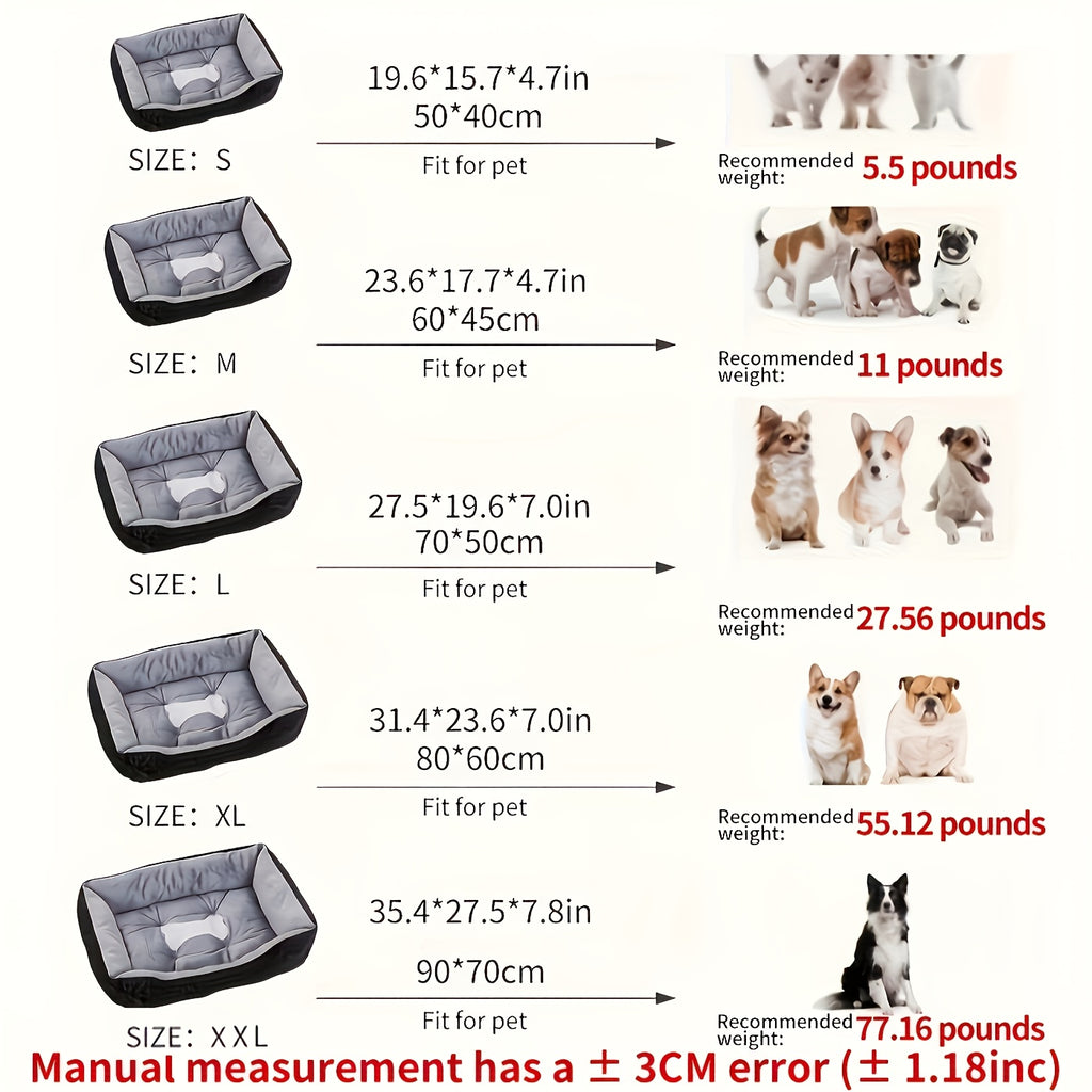 Orthopedic Plush Dog Bed for All Seasons - High Rebound, Comfortable Support, White PP Filled, Ideal for Small to Large Breeds, Durable & Easy-Clean Design, No Assembly Required, Pet Bed for Dogs, Pet Comfort, Modern Pet Furniture, Highrebound Material,