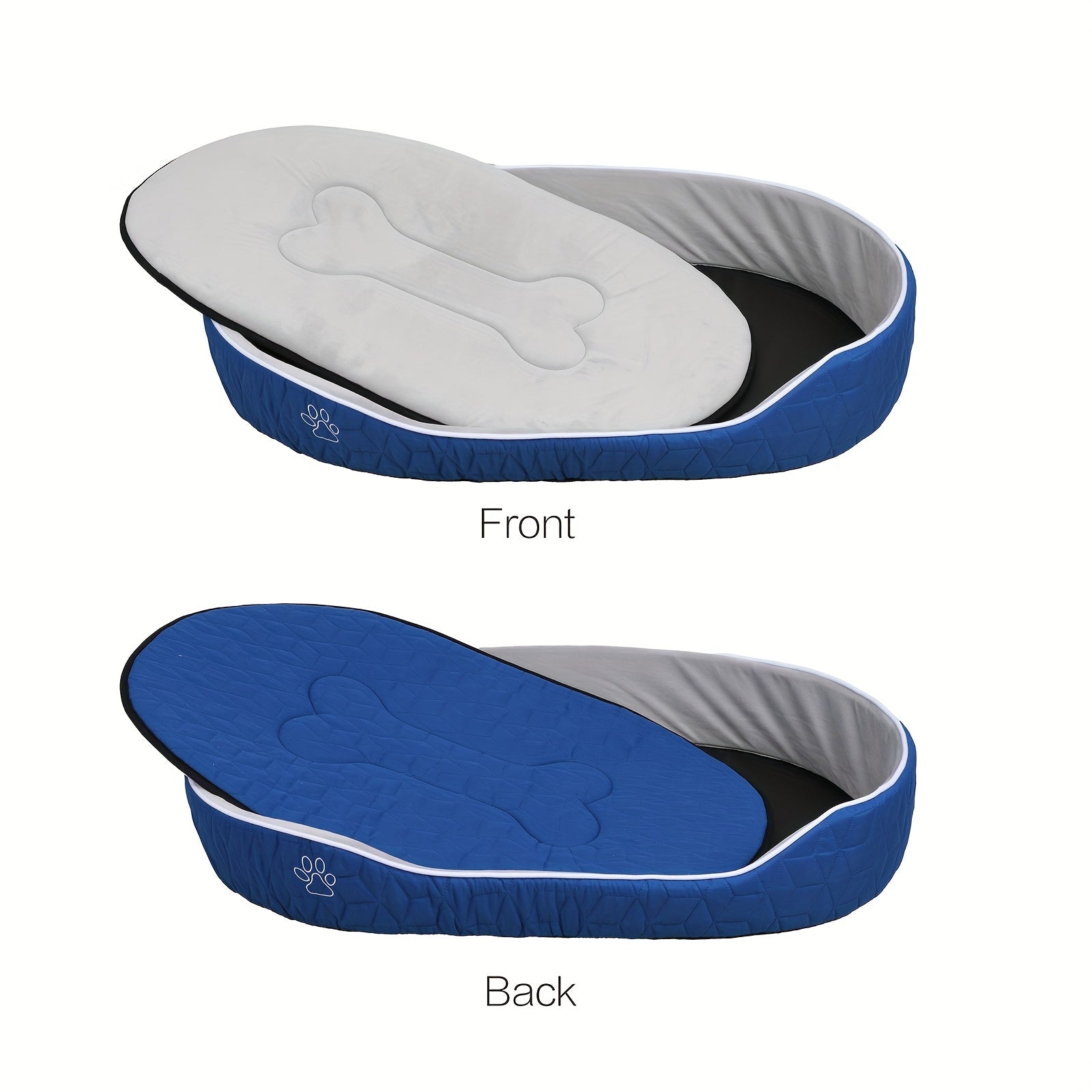 Luxurious Royal Blue Plush Dog Bed Mat - Reversible, All-Season Comfort with Non-Slip Bottom, Quilted Design for Small to Medium Breeds, Oval-Shaped Pet Nest Pad, Large Dog Bed