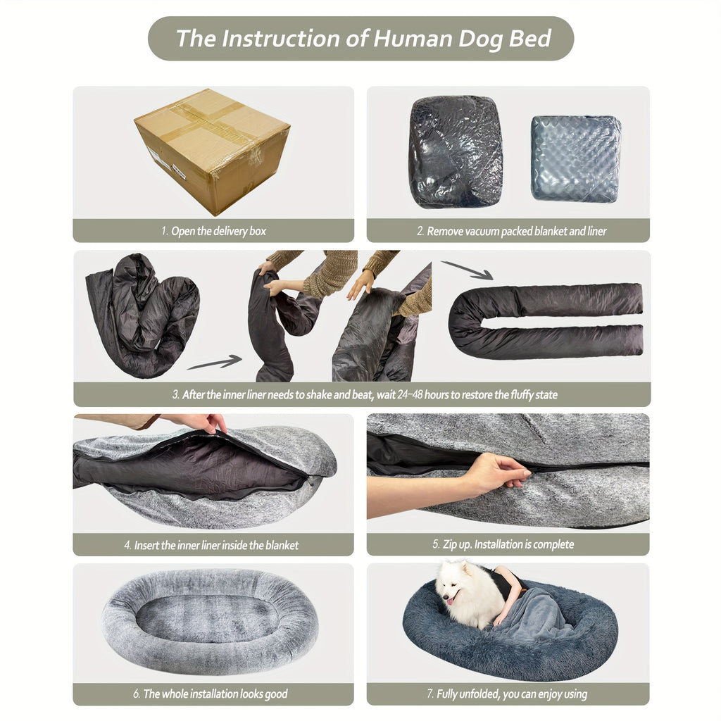 [Orthopedic Dog Bed] Orthopedic Dog Bed | Large Washable Faux Fur Pet Bed for Humans & Dogs - Shared Comfort Bed, Spacious Indoor/Outdoor Couch Replacement, Easy-Clean Shared Napping Bed, Cozy Lounging Spot, Durable Pet Bed