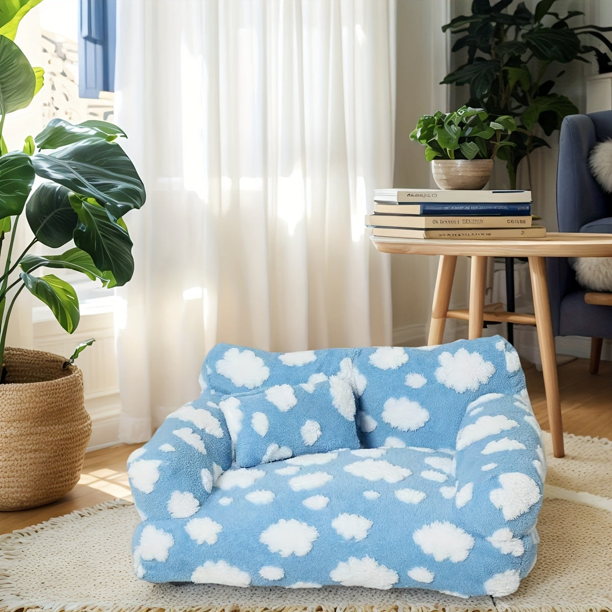 [Cozy Pet Sofa] Soft & Warm Pet Sofa Bed | Cozy Cloud Pattern for Dogs & Cats - Large, All-Season, Detachable Cover, Ideal for Indoor/Outdoor Use, Durable Polyester Cover