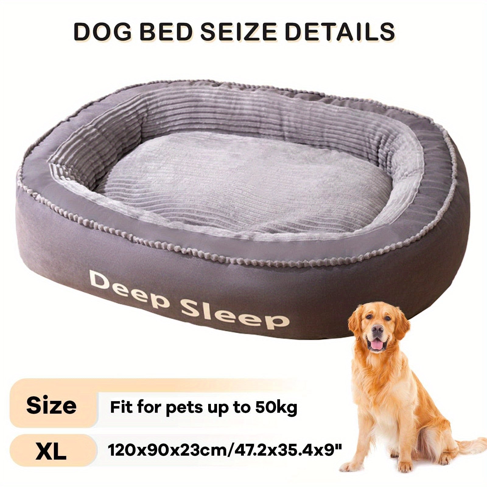 XXXL Pet Nest Mat for Medium & Large Dogs - Detachable & Washable Dog Bed with Plush Comfort, Durable Gray & White Design, Easy-Clean Indoor/Outdoor Dog Bedding, Extra Large Dog Bed, Textured Surface, Removable Cover, Petfriendly Home, Petsafe Materials,