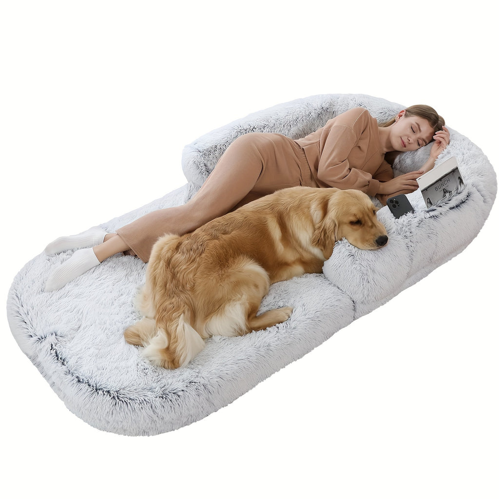 Large Plush Folding Pet Bed For Dogs And Cats - Anti-Slip Base, Cozy Winter Mattress, Soft Polyester, Fits Toy, Small, Medium, Large Breeds