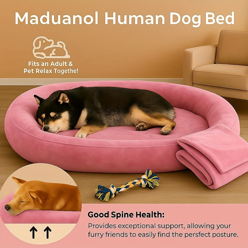 [Orthopedic Dog Bed] Orthopedic Dog Bed | Large Washable Faux Fur Pet Bed for Humans & Dogs - Shared Comfort Bed, Spacious Indoor/Outdoor Couch Replacement, Easy-Clean Shared Napping Bed, Cozy Lounging Spot, Durable Pet Bed