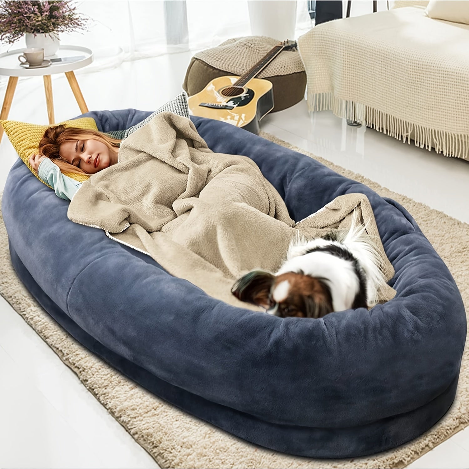 [Orthopedic Dog Bed] Orthopedic Dog Bed | Large Washable Faux Fur Pet Bed for Humans & Dogs - Shared Comfort Bed, Spacious Indoor/Outdoor Couch Replacement, Easy-Clean Shared Napping Bed, Cozy Lounging Spot, Durable Pet Bed