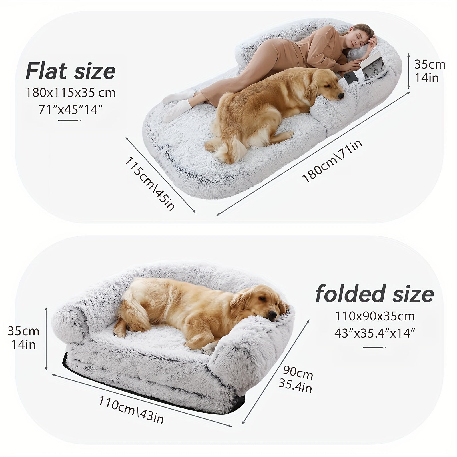 Large Plush Folding Pet Bed For Dogs And Cats - Anti-Slip Base, Cozy Winter Mattress, Soft Polyester, Fits Toy, Small, Medium, Large Breeds