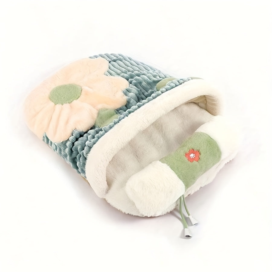 [Versatile Cat Bed] Warm Semi-Enclosed Cat Bed | Versatile, with Cushion, Suitable for All Seasons, Including Blanket and Sleeping Bag for Pets