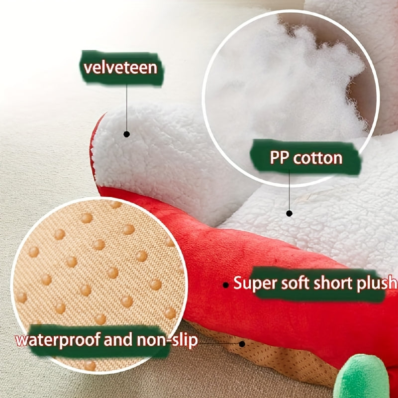 1pc Festive Red Christmas Sleigh Pet Bed for Cats & Small Dogs - Washable, Durable Holiday-Themed Pet Bed with Snowflake & Star Patterns, Perfect for Cozy Indoor Celebrations, Pet Bed for Dogs, Indoor Pet Furniture, Plush Pet Bed, Cozy Pet Bedding
