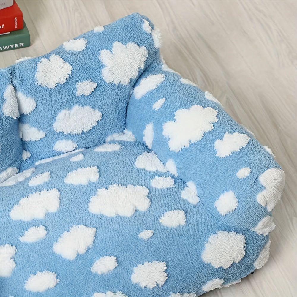 [Cozy Pet Sofa] Soft & Warm Pet Sofa Bed | Cozy Cloud Pattern for Dogs & Cats - Large, All-Season, Detachable Cover, Ideal for Indoor/Outdoor Use, Durable Polyester Cover