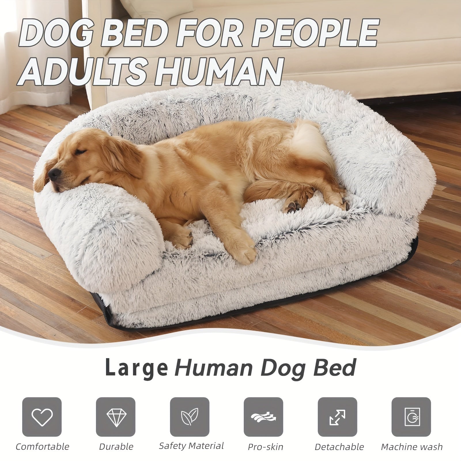 Large Plush Folding Pet Bed For Dogs And Cats - Anti-Slip Base, Cozy Winter Mattress, Soft Polyester, Fits Toy, Small, Medium, Large Breeds