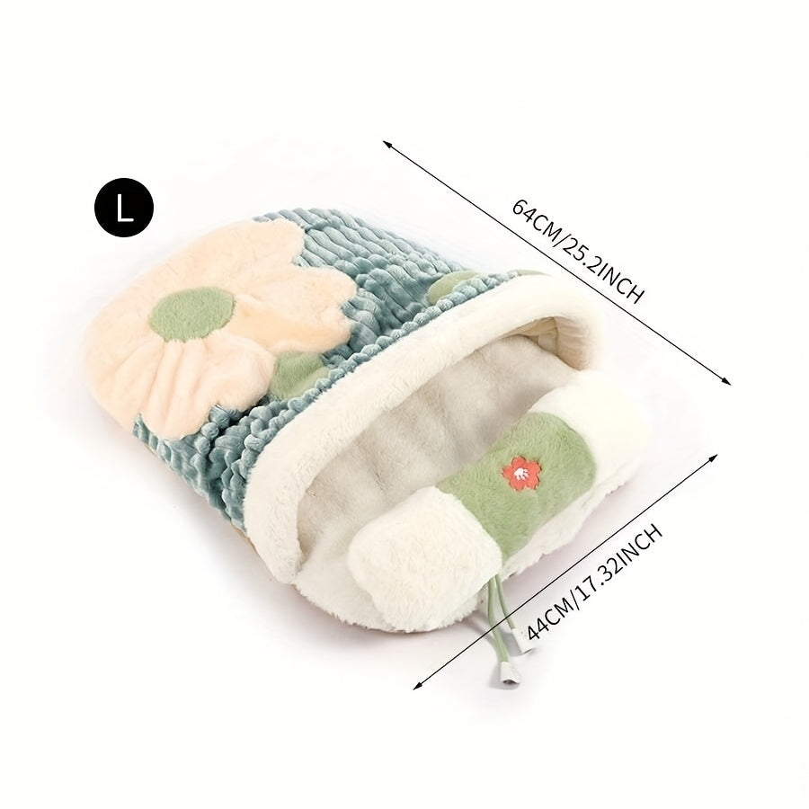 [Versatile Cat Bed] Warm Semi-Enclosed Cat Bed | Versatile, with Cushion, Suitable for All Seasons, Including Blanket and Sleeping Bag for Pets