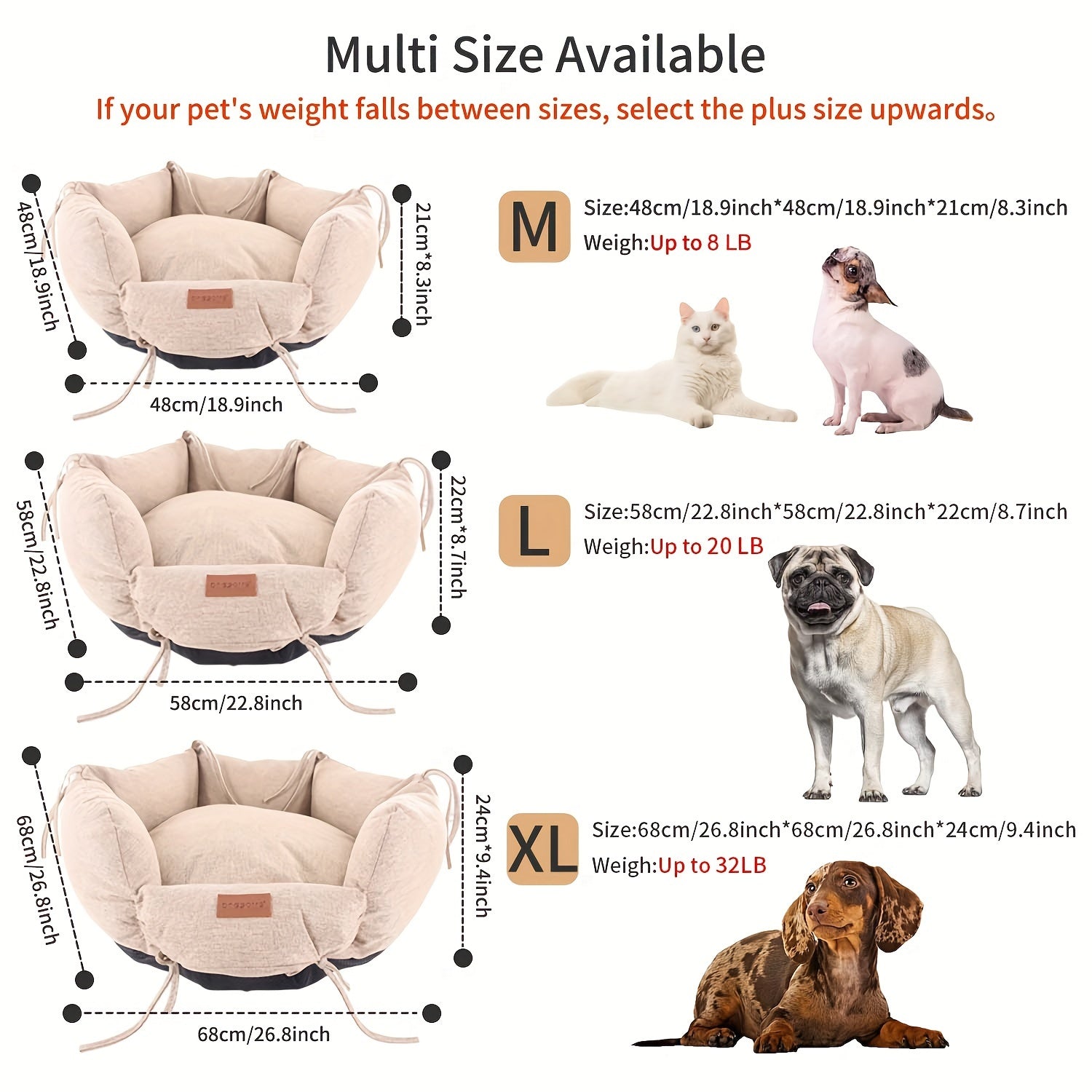 Removable and Washable Dog Bed for Small and Medium Dogs and Cats - Comfortable and Durable Pet Bed